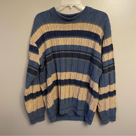 Bill Blass Other - Vintage Bill Blass Sweater Large Grandpa Sweater stripes Blue cotton blend